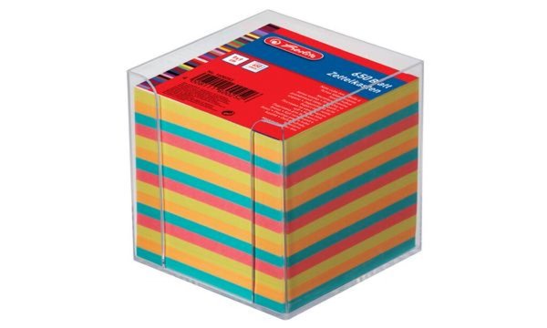 Image HERLITZ Zettelbox, Kunststoff, 90 x 90 mm, glasklar Inhalt: 650 Blatt farbig so