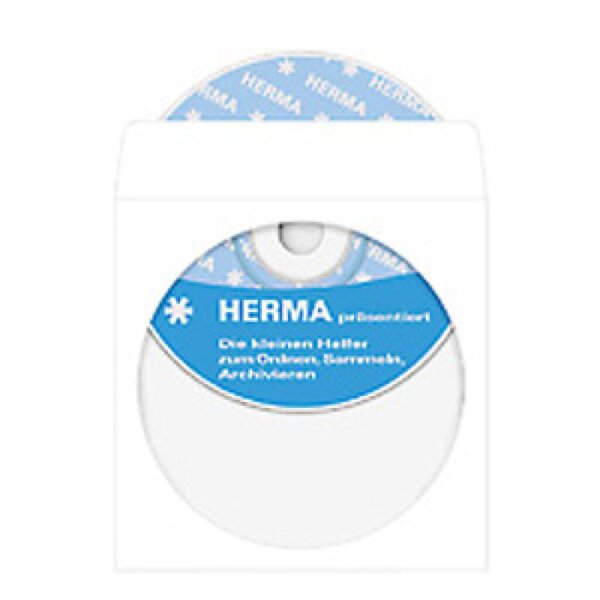 Image HERMA 1x100 Herma CD-Papierhüllen weiß 124x124 mm mit Klebefläche 1140
