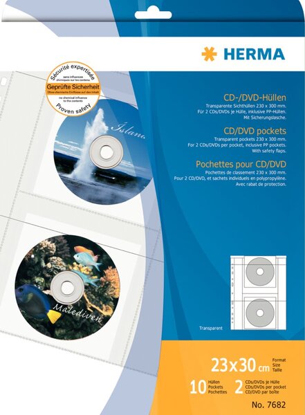 Image HERMA CD-Hüllen f. 2 CDs inkl. Papierhülle 10 Stück 7682