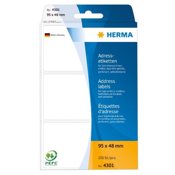 Image HERMA Etiketten endlos weiß 95x48 mm Papier matt  250 St.