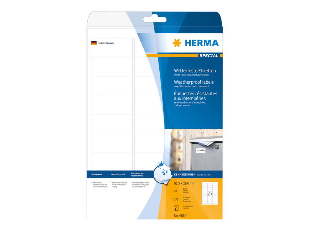Image HERMA Inkjet-Etik. A4 weiß 63,5x29,6 mm wetterfest 270 St.
