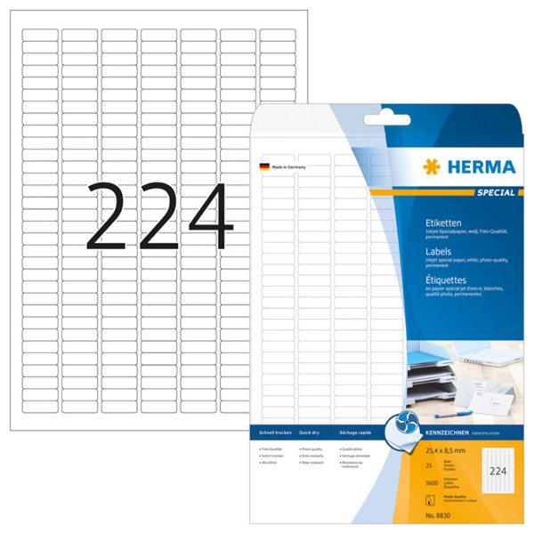 Image HERMA Inkjet-Etiketten A4 weiß 25,4x8,5  mm Papier 5600 St.