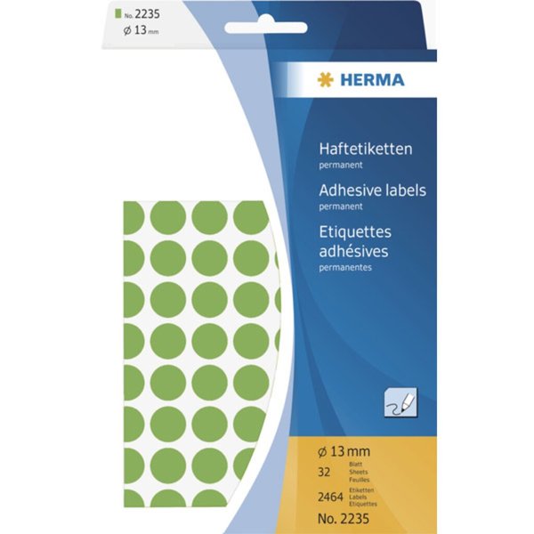 Image HERMA Vielzwecketiketten grün 13 mm rund Papier 2464 St.