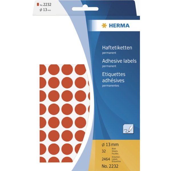 Image HERMA Vielzwecketiketten rot  13 mm rund Papier 2464 St.
