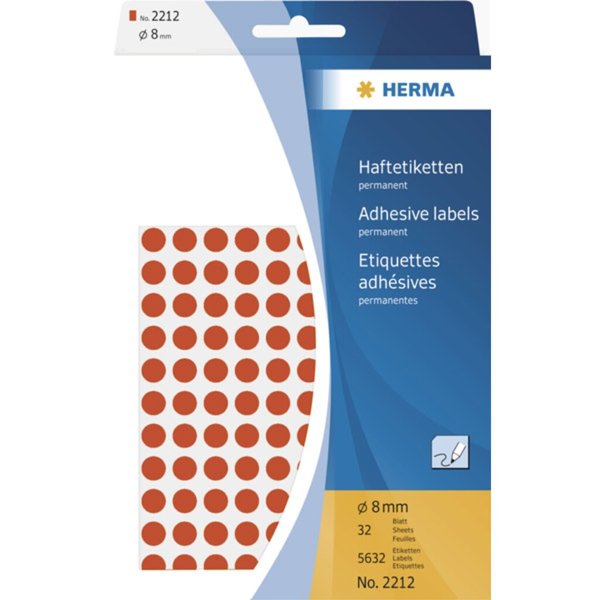 Image HERMA Vielzwecketiketten rot   8 mm rund Papier 5632 St.