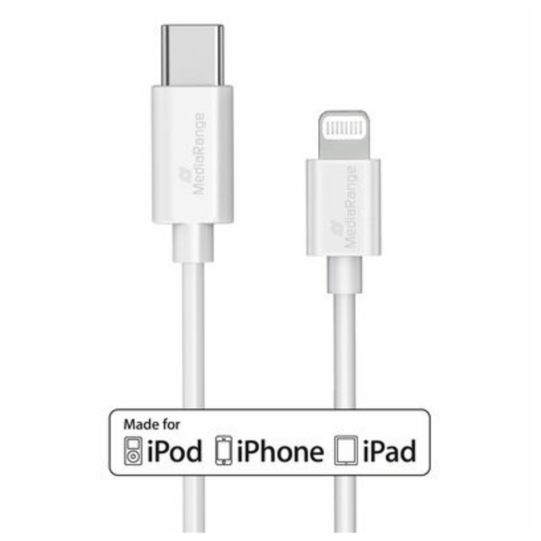 Image MEDIARANGE Lade- u. Datenkabel USB-C auf Lightning 1m weiß