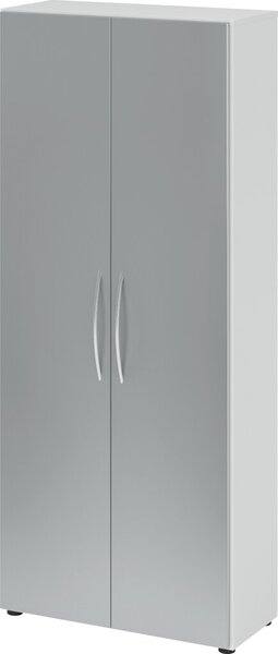 Image Schrank 5 Ordnerhöhen, 34,6 cm tief BM Korpus Weiß, Front Silber