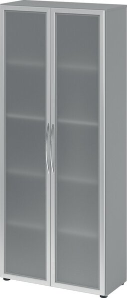 Image Glastürenschrank 5 Ordnerhöhen 34,6 cm tief, Korpus Grau, Front Milchglas