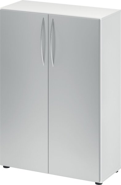 Image Schrank 3 Ordnerhöhen, 34,6 cm tief BM Korpus Weiß, Front Silber