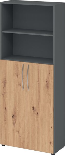 Image HAMMERBACHER Regalschrank 4770, V4770/G/R/BM grafit, asteiche 3 Fachböden 80,0 x 34,6 x 188,0 cm