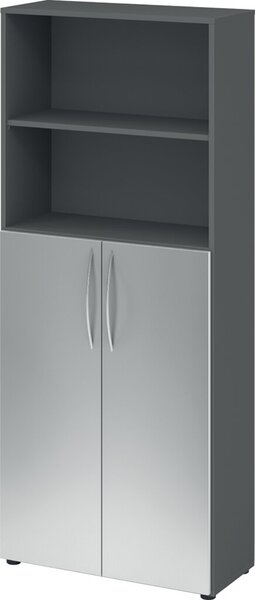 Image HAMMERBACHER Regalschrank 4770, V4770/G/S/BM grafit, silber 3 Fachböden 80,0 x 34,6 x 188,0 cm