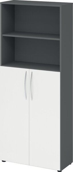 Image HAMMERBACHER Regalschrank 4770, V4770/G/W/BM grafit, weiß 3 Fachböden 80,0 x 34,6 x 188,0 cm