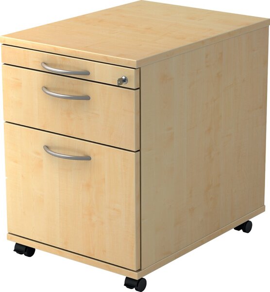 Image Rollcontainer 58 cm, 1 Schub, Schloß Korpus und Front Ahrorn