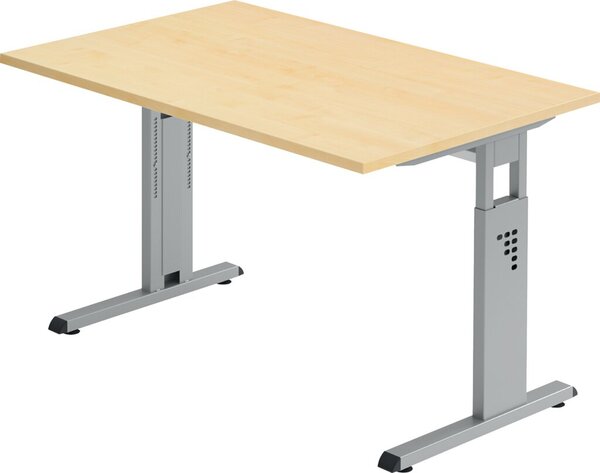 Image Schreibtisch C-Fuß 120 x 80 cm Ahorn/Silber, Platte 2,5cm, rechteckig
