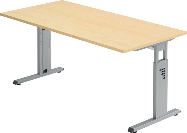 Image HAMMERBACHER OS 16 höhenverstellbarer Schreibtisch ahorn rechteckig C-Fuß-Gestell silber 160,0 x 80,0 cm
