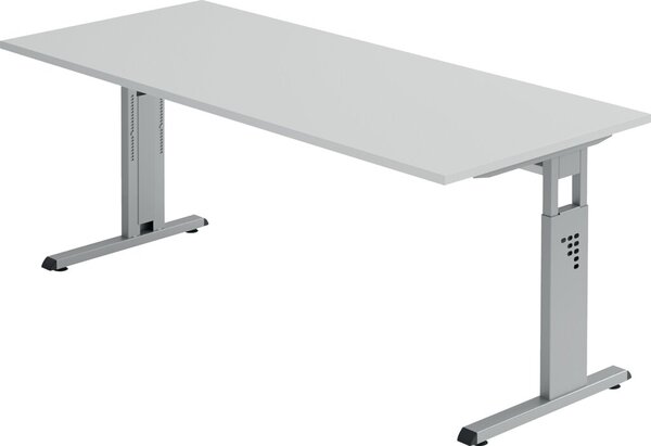 Image Schreibtisch C-Fuß 180 x 80 cm Grau/Silber, Platte 2,5cm, rechteckig
