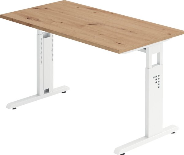 Image Schreibtisch C-Fuß 120 x 67 cm Asteiche/Weiß, Platte 2,5cm Asteiche