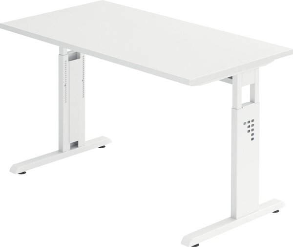 Image Schreibtisch C-Fuß 120 x 67 cm Weiß/Weiß, Platte 2,5 cm weiß