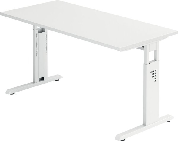 Image Schreibtisch C-Fuß 140 x 67 cm Weiß/Weiß, Platte 2,5 cm weiß