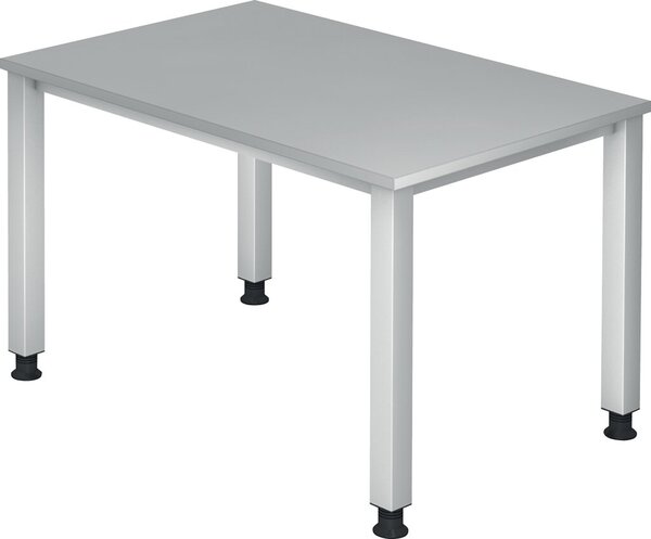 Image Schreibtisch 4-Fuß eckig 120 x 80 cm Grau, Rechteckform, Platte 2,5 cm