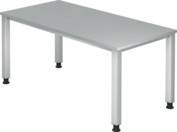 Image Schreibtisch 4-Fuß eckig 160 x 80 cm Grau, Rechteckform, Platte 2,5 cm