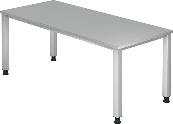 Image Schreibtisch 4-Fuß eckig 180 x 80 cm Grau, Rechteckform, Platte 2,5 cm