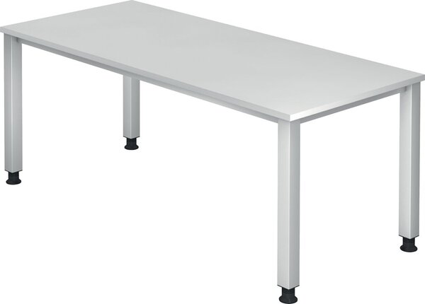 Image Schreibtisch 4-Fuß eckig 180 x 80 cm Weiß, Rechteckform, Platte 2,5 cm