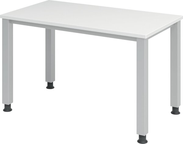 Image Schreibtisch 1200 x 670 mm weiß/silber, 4-Fuß-Gestell