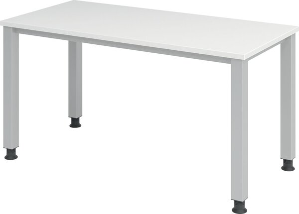 Image Schreibtisch 1400 x 670 mm weiß/silber, 4-Fuß-Gestell