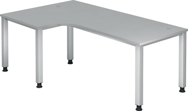 Image Winkeltisch 4Fuß eckig 200x120 cm 90° Grau, Platte 2,5 cm, Winkelform 90°