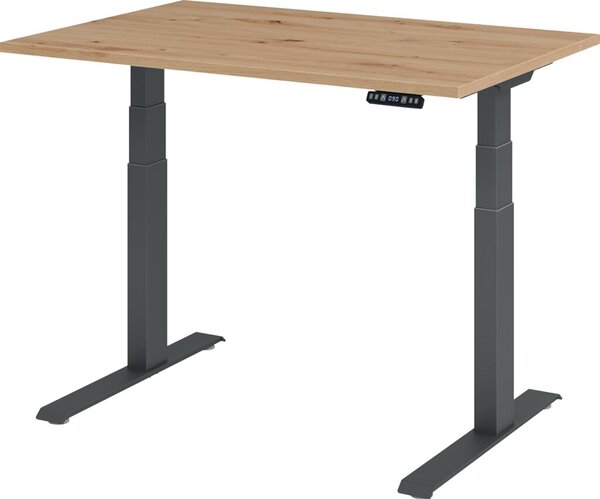Image Sitz-Steh-Schreibtisch elektrisch 120x80cm, Asteiche/Graphit, rechteckig