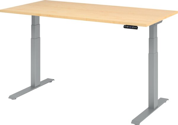 Image HAMMERBACHER XDKB16 höhenverstellbarer Schreibtisch ahorn rechteckig C-Fuß-Gestell silber 160,0 x 80,0 cm