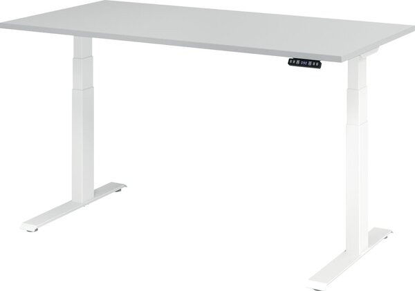 Image Sitz-Steh-Schreibtisch elektrisch 160 x 80 cm, Grau/Weiß, rechteckig