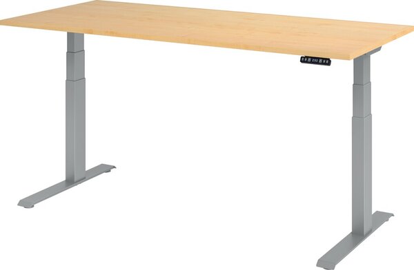 Image HAMMERBACHER XDKB19 höhenverstellbarer Schreibtisch ahorn rechteckig C-Fuß-Gestell silber 180,0 x 80,0 cm
