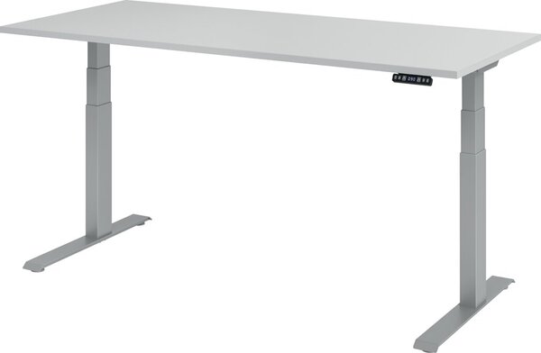 Image HAMMERBACHER XDKB19 höhenverstellbarer Schreibtisch lichtgrau rechteckig C-Fuß-Gestell silber 180,0 x 80,0 cm