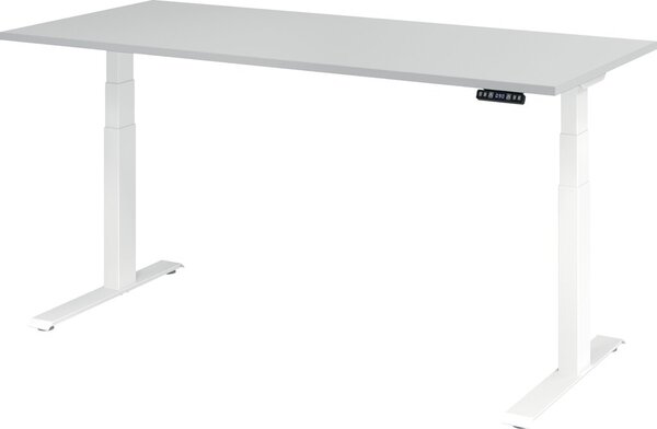 Image Sitz-Steh-Schreibtisch elektrisch 180 x 80 cm, Grau/Weiß, rechteckig