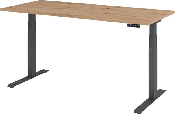 Image Sitz-Steh-Schreibtisch elektrisch 180x80cm, Asteiche/Graphit, rechteckig