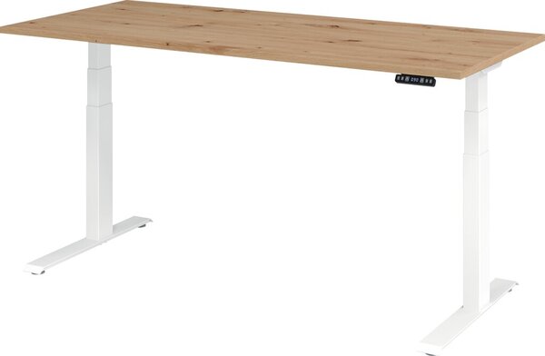 Image Sitz-Steh-Schreibtisch elektrisch 180x80cm, Asteiche/Weiß, rechteckig