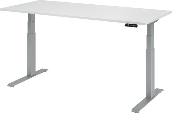 Image HAMMERBACHER XDKB19 höhenverstellbarer Schreibtisch weiß rechteckig C-Fuß-Gestell silber 180,0 x 80,0 cm