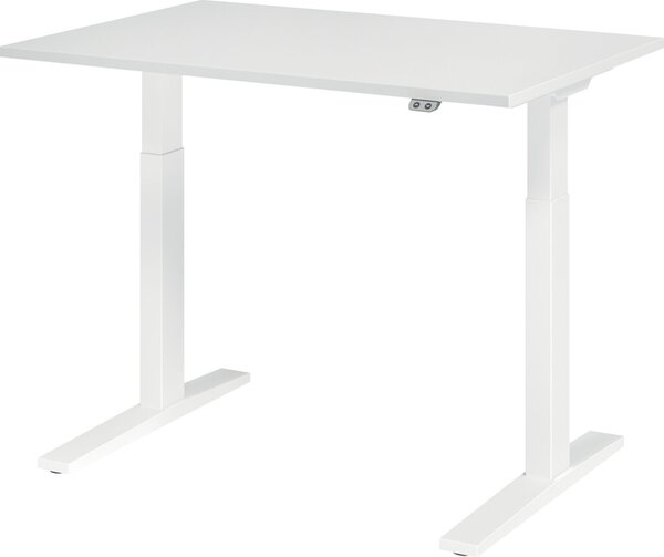 Image Sitz-Steh-Schreibtisch elektrisch 120 x 80 cm, Weiß/Weiß, rechteckig