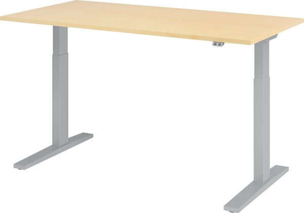 Image HAMMERBACHER XMKA16 höhenverstellbarer Schreibtisch ahorn rechteckig C-Fuß-Gestell silber 160,0 x 80,0 cm