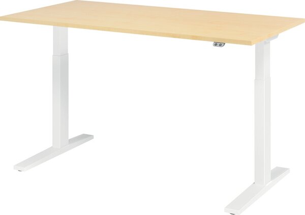 Image Sitz-Steh-Schreibtisch elektrisch 160 x 80 cm, Ahorn/Weiß, rechteckig
