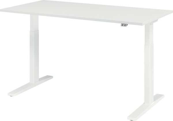 Image Sitz-Steh-Schreibtisch elektrisch 160 x 80 cm, Weiß/Weiß, rechteckig