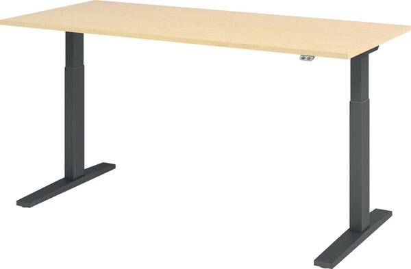 Image Sitz-Steh-Schreibtisch elektrisch 180 x 80 cm, Ahorn/Graphit, rechteckig
