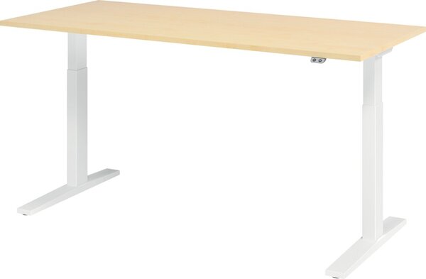 Image Sitz-Steh-Schreibtisch elektrisch 180 x 80 cm, Ahorn/Weiß, rechteckig