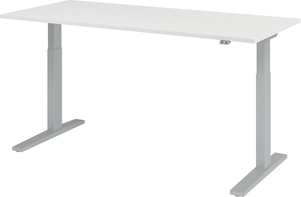 Image HAMMERBACHER XMKA19 höhenverstellbarer Schreibtisch weiß rechteckig C-Fuß-Gestell silber 180,0 x 80,0 cm
