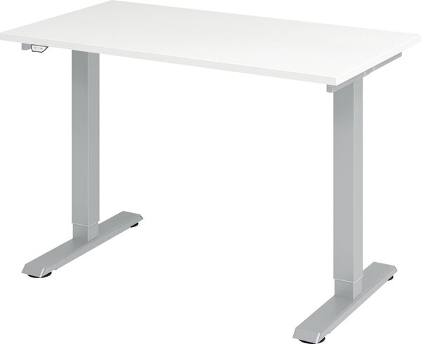 Image Sitz-Steh-Schreibtisch elektrisch weiß 120 x 67 cm x 2,5 cm Dicke