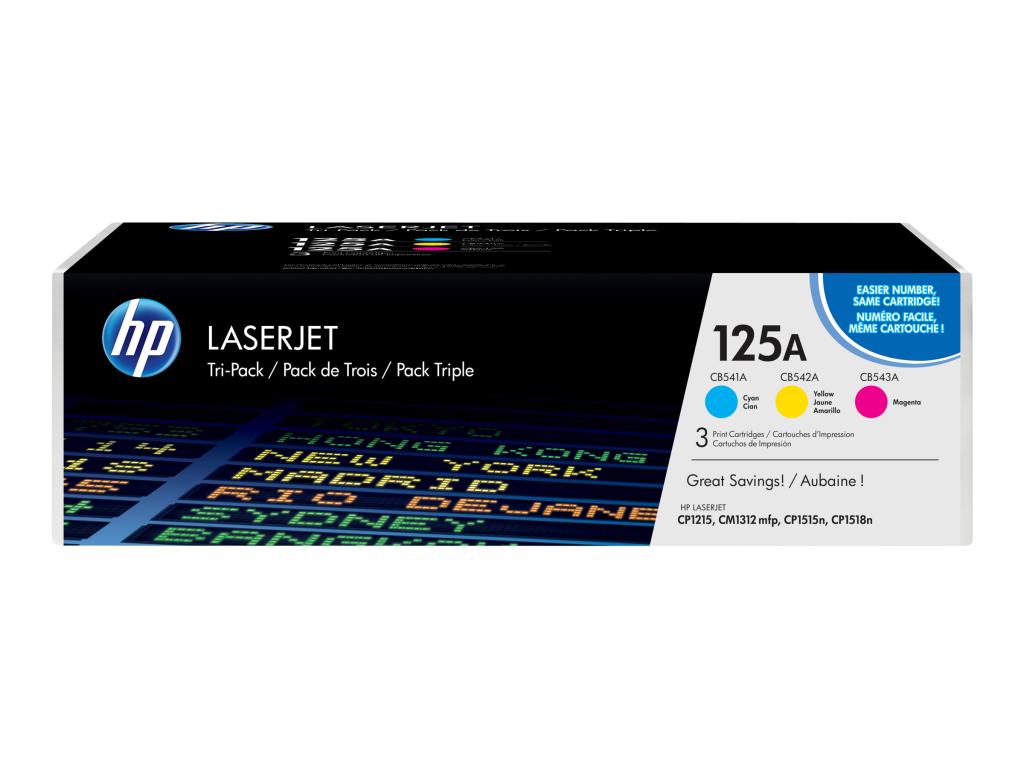 Image HP 125A Tri pack 3er Pack Gelb, Cyan, Magenta LaserJet Tonerpatrone (CE259AM)