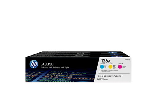 Image HP 126A Tri pack 3er Pack Gelb, Cyan, Magenta LaserJet Tonerpatrone (CF341A)