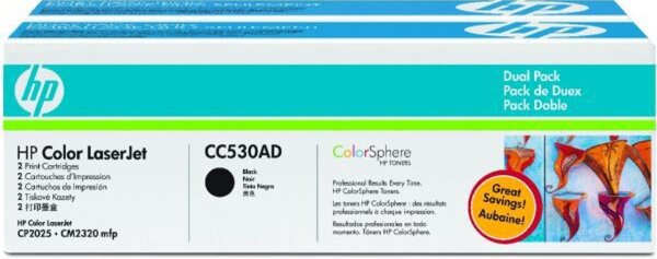 Image HP 304A 2er Pack Schwarz LaserJet Tonerpatrone (CC530AD)